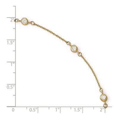 14K Yellow Gold CZ Station Anklet – view 5