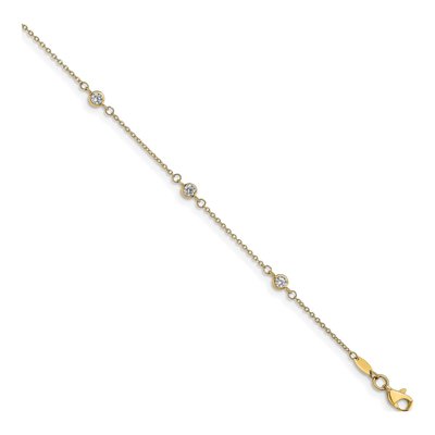 14K Yellow Gold CZ Station Anklet