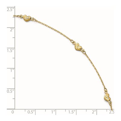 14K Yellow Gold Diamond-Cut Heart Anklet – view 5