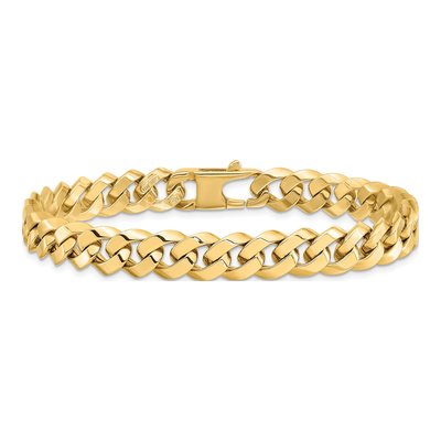 14K Yellow Gold Beveled Curb Bracelet – view 4