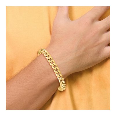 14K Yellow Gold Beveled Curb Bracelet – view 6
