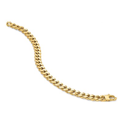 14K Yellow Gold Beveled Curb Bracelet – view 7