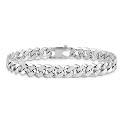 14K White Gold Beveled Curb Bracelet – view 4
