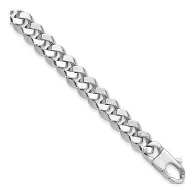 14K White Gold Beveled Curb Bracelet
