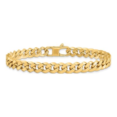 14K Yellow Gold Beveled Curb Bracelet – view 4