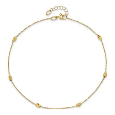 14K Yellow Gold Diamond-Cut Anklet – view 6