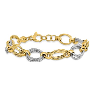 14K Two-Tone Gold Fancy Link Bracelet – view 4