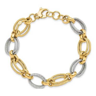 14K Two-Tone Gold Fancy Link Bracelet – view 6