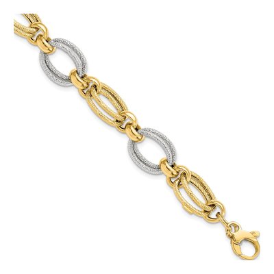 14K Two-Tone Gold Fancy Link Bracelet