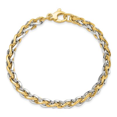 14K Two-Tone Gold Fancy Link Bracelet – view 6