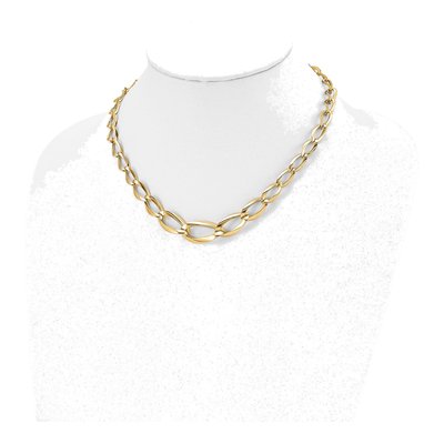 14K Yellow Gold Fancy Graduated Link Necklace – view 5