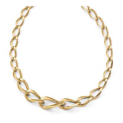 14K Yellow Gold Fancy Graduated Link Necklace