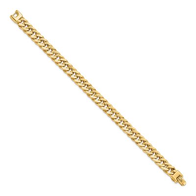 Men's 14K Yellow Gold 9mm Handmade Hollow Curb Link Chain Bracelet – view 3