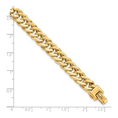 Men's 14K Yellow Gold 9mm Handmade Hollow Curb Link Chain Bracelet – view 4
