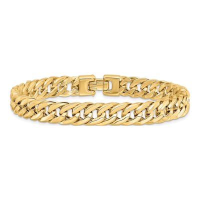 Men's 14K Yellow Gold 9mm Handmade Hollow Curb Link Chain Bracelet – view 5