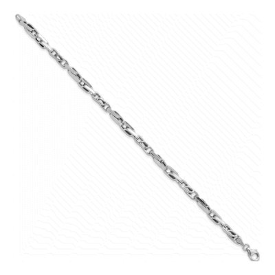 Men's 14K White Gold 5mm Hollow Fancy Link Chain Bracelet – view 3