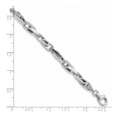 Men's 14K White Gold 5mm Hollow Fancy Link Chain Bracelet – view 5