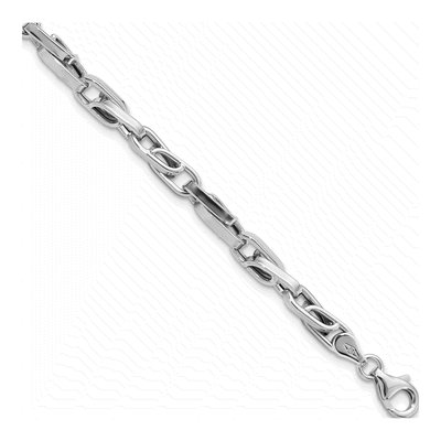 Men's 14K White Gold 5mm Hollow Fancy Link Chain Bracelet