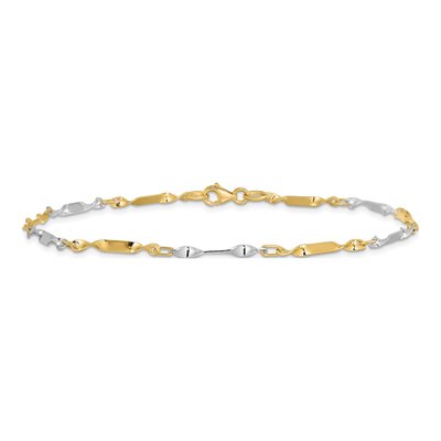14K Two-Tone Gold 3mm Twisted Link Anklet – view 4