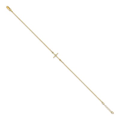 14K Yellow Gold CZ Cross Anklet – view 4