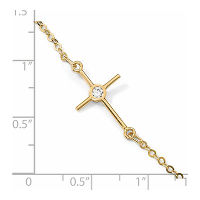 14K Yellow Gold CZ Cross Anklet – view 8