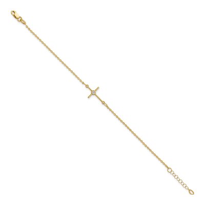 14K Yellow Gold CZ Cross Bracelet – view 3