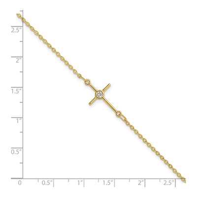 14K Yellow Gold CZ Cross Bracelet – view 4