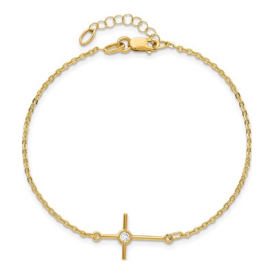 14K Yellow Gold CZ Cross Bracelet – view 5