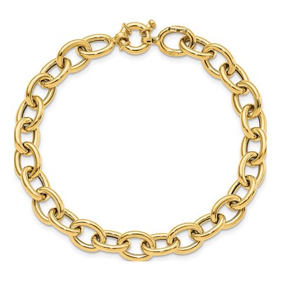14K Yellow Gold 8mm Oval Cable Chain Bracelet – view 5