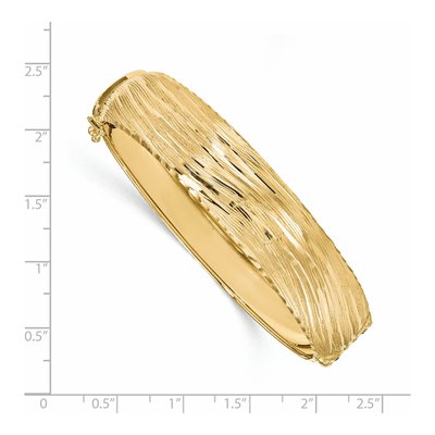 14K Yellow Gold Diamond-Cut Hinged Bangle Bracelet – view 3