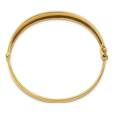 14K Yellow Gold Textured Hinged Bangle Bracelet – view 2