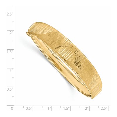 14K Yellow Gold Textured Hinged Bangle Bracelet – view 3