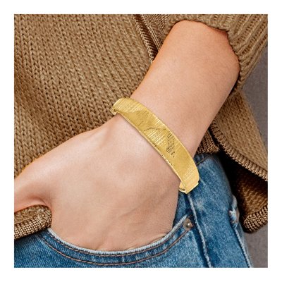 14K Yellow Gold Textured Hinged Bangle Bracelet – view 4