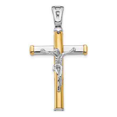 14K Two-Tone Gold Crucifix Pendant