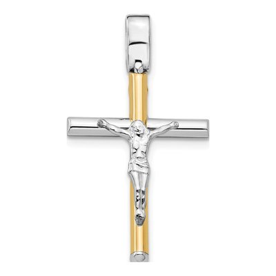 14K Two-Tone Gold Crucifix Pendant