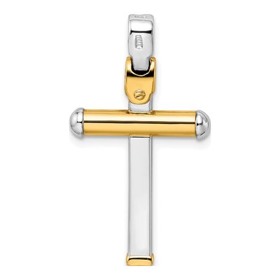 14K Two-Tone Gold Cross Pendant – view 4
