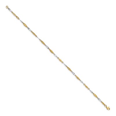 14K Two-Tone Gold 3mm Semi-Solid Fancy Anklet – view 3