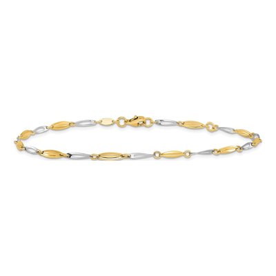 14K Two-Tone Gold 3mm Semi-Solid Fancy Anklet – view 4