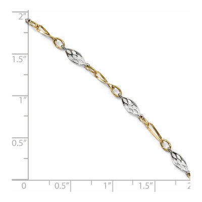 14K Two-Tone Gold 4mm Semi-Solid Fancy Link Anklet – view 5