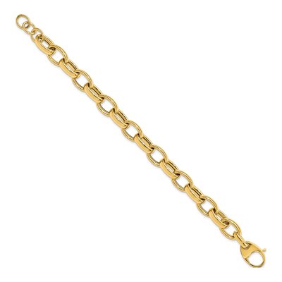14K Yellow Gold 10.5mm Handmade Hollow Fancy Cable Chain Bracelet – view 3