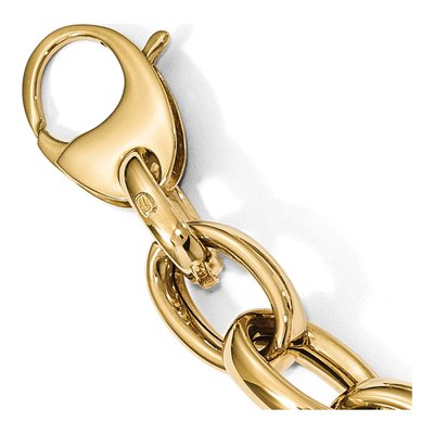 14K Yellow Gold 10.5mm Handmade Hollow Fancy Cable Chain Bracelet – view 4