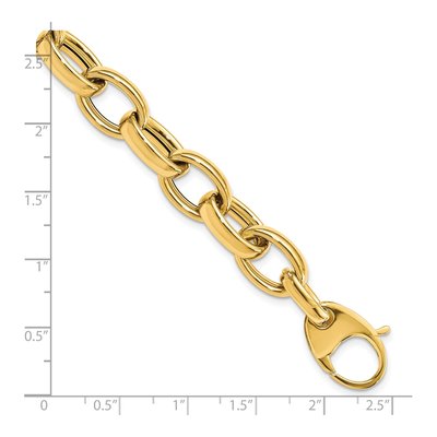 14K Yellow Gold 10.5mm Handmade Hollow Fancy Cable Chain Bracelet – view 6