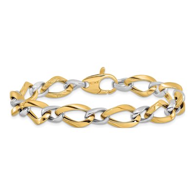14K Two-Tone Gold Fancy Link Bracelet – view 4