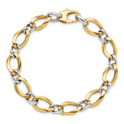 14K Two-Tone Gold Fancy Link Bracelet – view 5