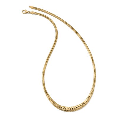 14K Yellow Gold Graduated Fancy Link Necklace, 18 In – view 3