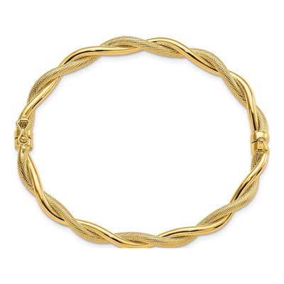 14K Yellow Gold Textured Twist Bangle Bracelet – view 3