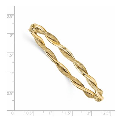 14K Yellow Gold Textured Twist Bangle Bracelet – view 4