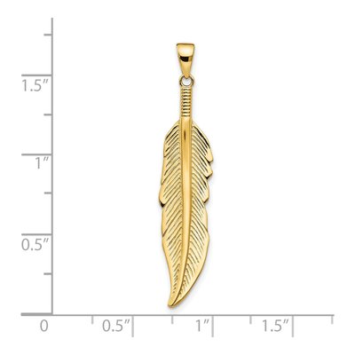 14K Yellow Gold Feather Pendant – view 5