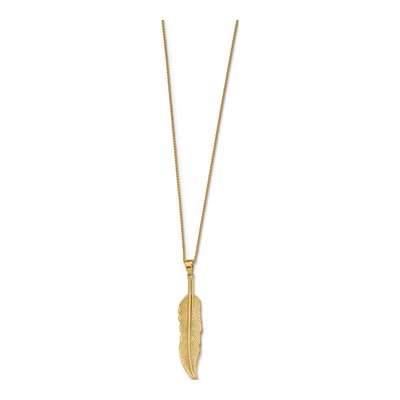 14K Yellow Gold Feather Pendant – view 6