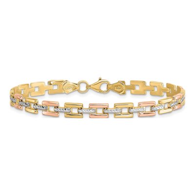 14K Yellow Gold Diamond-Cut Fancy Bracelet – view 4